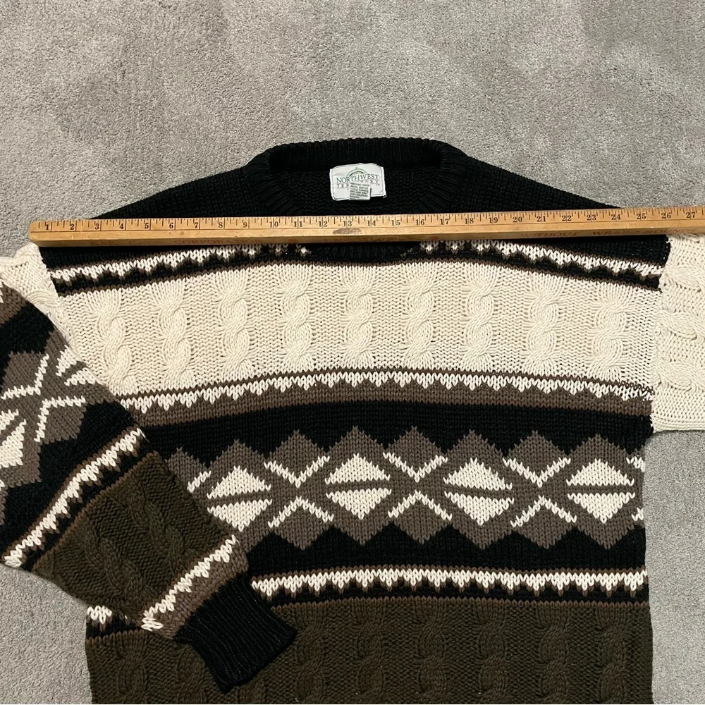 Vintage Northwest Territory Cable Knit Sweater Mens XL 100% Virgin Acrylic - Picture 8 of 15